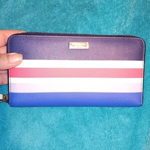 Kate Spade Multicolor Striped Large Zip Wallet